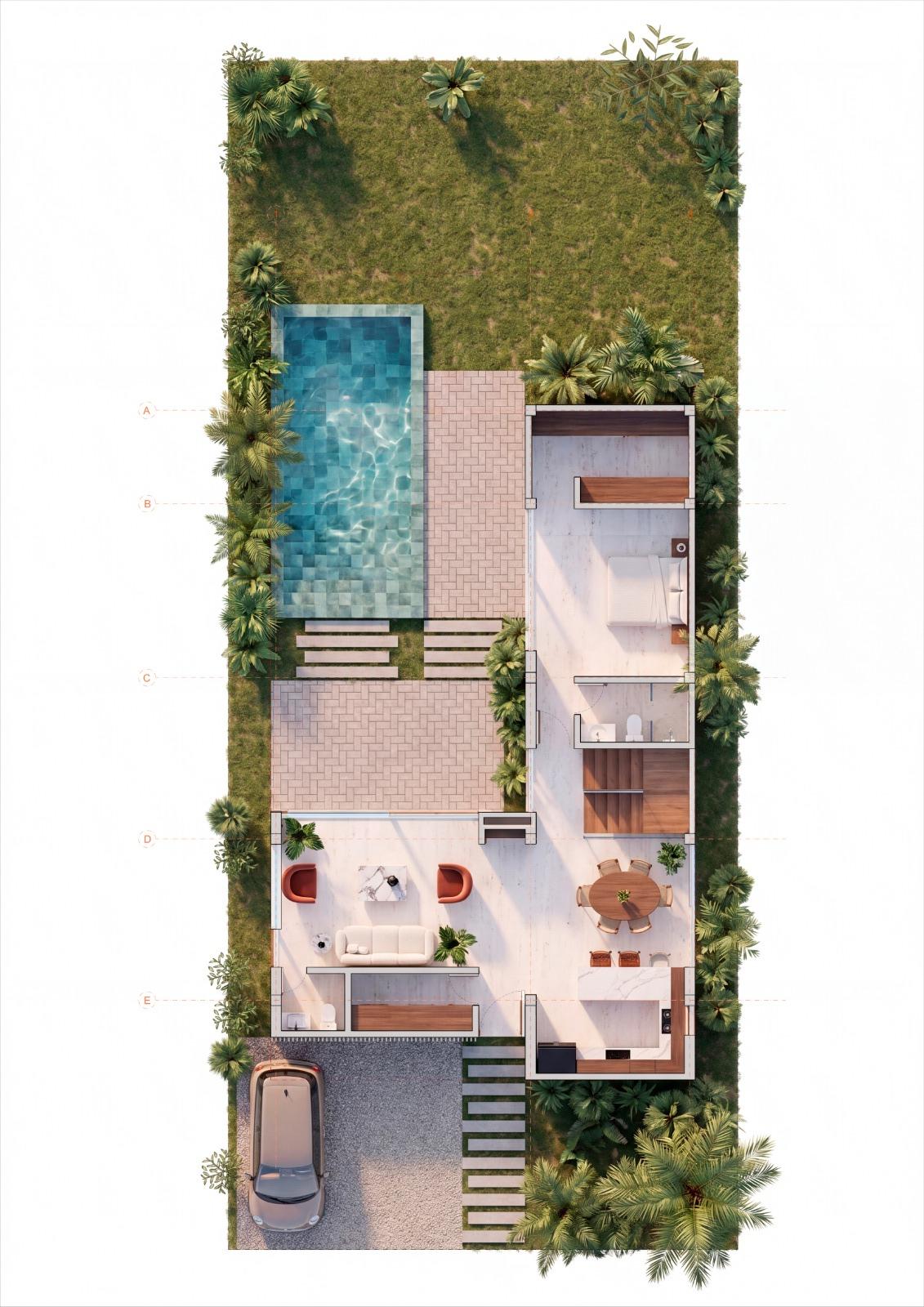Plano piso 1 de la villa Cambridge