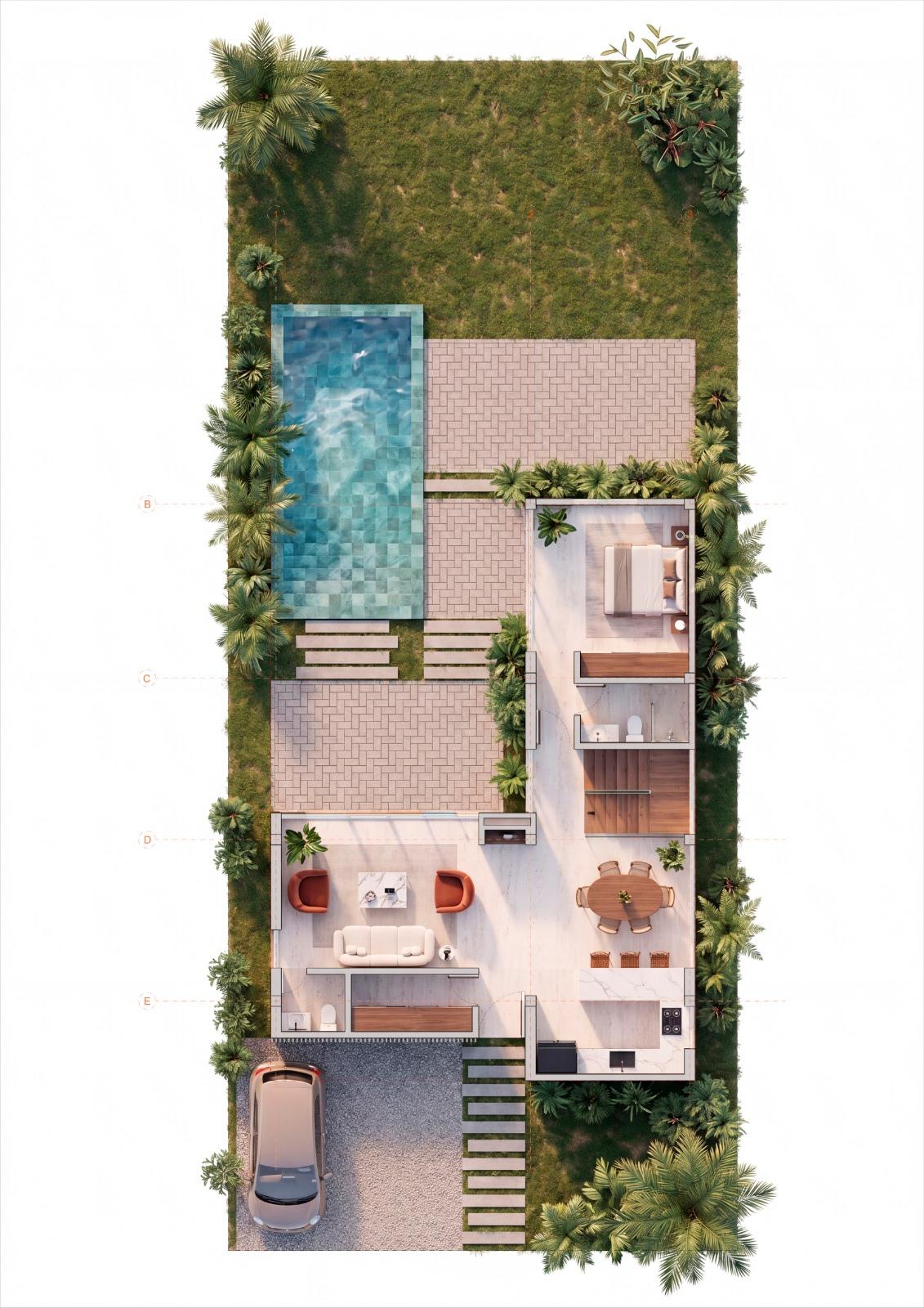 Plano piso 1 de la villa Oxford